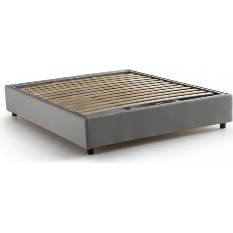 Talamo Italia Letto matrimoniale Chloe, Letto contenitore con rivestimento in tessuto, 100% Made in Italy, Apertura frontale, adatto per materasso Cm 140x200, Grigio, con imballo rinforzato