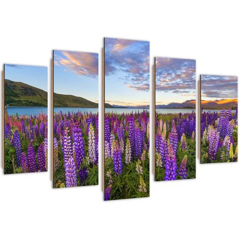 Quadro deco panel 5 parti, Profumo di lavanda - 150x100 (1/5)