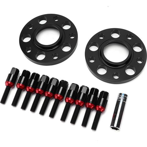 Kit d'entretoises de roue à centrage par moyeu, bride de 15 mm (0,6 po) avec boulons, remplacement pour BMW Série 1, 3, 5, 6, 7, 8, Z3, Z8, M3, M5 (noir) (1/5)