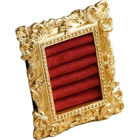 Espositore per gioielli, organizer in velluto, design barocco, 6 pezzi rossi (1/2)