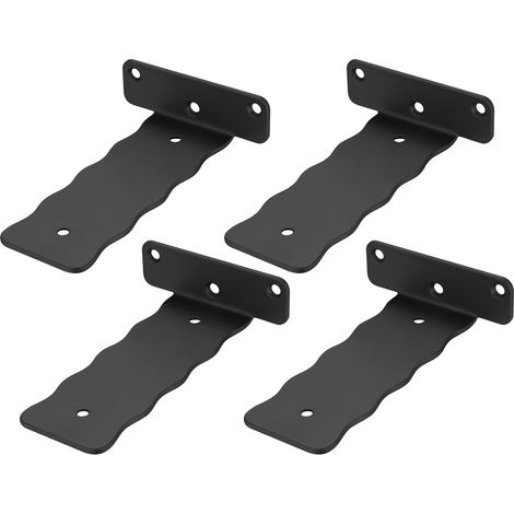4 Pièces Equerre Etagere Murale, 150mm Équerre Étagère Flottants, Support Etagere Murale Industrielle, Supports d'étagère Muraux en Métal, Etagere Murale Fixation Invisible, Supports en L, Noir (1/5)