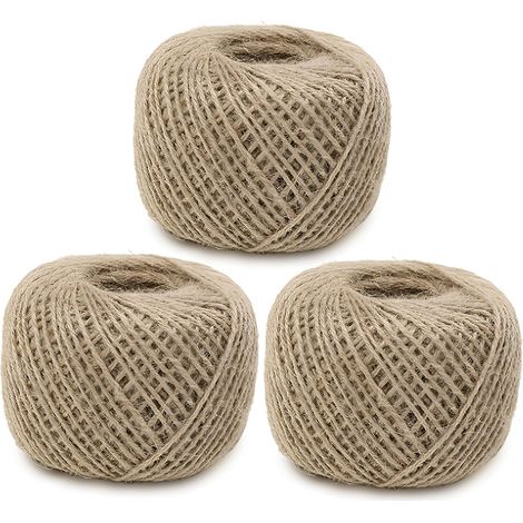 Lot de 3 rouleaux de ficelle de jute naturelle - 80 m - 240 m au total - 2 mm d'épaisseur - Pour jardinage, assemblage de plantes, emballage cadeau, bouquets de fleuristes, loisirs créatifs, emballage (1/5)