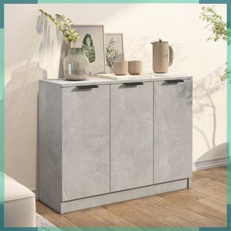 Buffet - 811191 - Gris béton - 90,5x30x70 cm - Bois d'ingénierie (1/5)