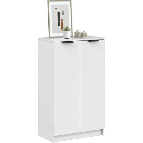 Schuhschrank Hochglanz-Weiß 59x35x100,5 cm Holzwerkstoff