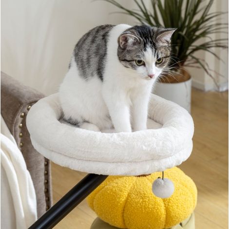 Lit de bureau pour chat à pince, pivotant à 360°, réglable en hauteur, crème DESVIAE (1/5)