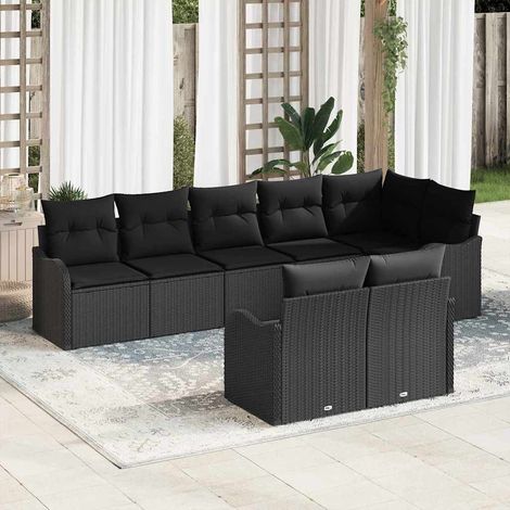 Set Divano da Giardino con archiviazione 8 pcs Nero polyrattan vidaXL (1/5)