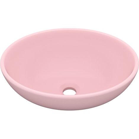 Lavabo da bagno ovale di lusso 40x33 cm in ceramica rosa opaco 020002664