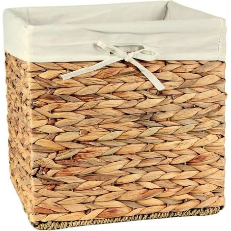 – Cube de rangement en jacinthe d'eau 28x28x28cm – Pliable avec housse amovible en polycoton – Pour salle de bain ou bureau (1/5)