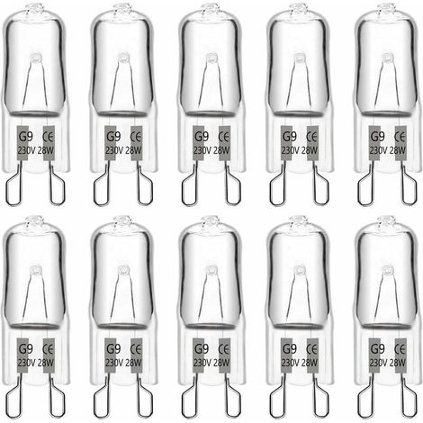 Ampoule Halogene G9 28W 230V, 370LM 2700K Blanc Chaud Dimmable, G9 Ampoules Capsule, pour Lustres, Lampes de Paysage, Appliques Murales, Éclairage d'armoire, Lot de 10 (1/5)