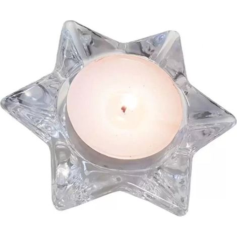 Portacandela in Vetro Trasparente h 4 cm "Stella con 5 Punte" Ø 13 cm