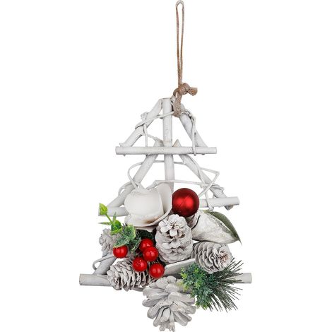 Dekoration MagicHome Weihnachten, Bäumchen mit Tannenzweigen und Zapfen, hängend, 18x6x20 cm (1/3)