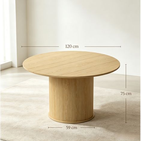 Runder Esstisch 120x75 cm aus MDF, Natur, platzsparend für 4–6 Personen – MEUBLIV (1/5)