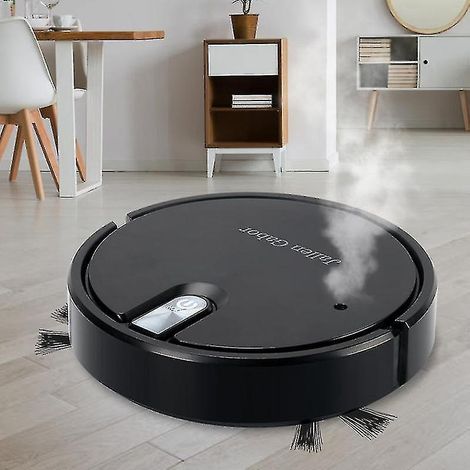 Aspirateur robot 5 en 1 sans fil avec éclairage d'ambiance LED, silencieux, aspirateur, laveur et humidificateur - couleur noire (1/4)