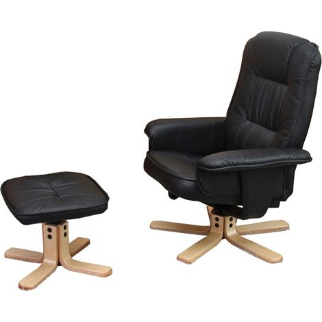 [NON UTILIZZATO] Poltrona relax reclinabile girevole M56 ecopelle con poggiapiedi nero
