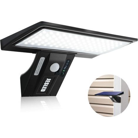 Lámpara solar exterior, 90 LED, sensor de movimiento, luz de seguridad solar, resistente al agua, 2600 mAh, carga USB, aplique solar de pared para jardín, valla, puerta, patio.