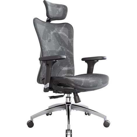 SIHOO M57 Sedia Ufficio Ergonomica, Sedia da Scrivania in Rete con Supporto Lombare Regolabile, Braccioli 3D, Sedia Computer Alta e Traspirante (Grigio) (1/5)