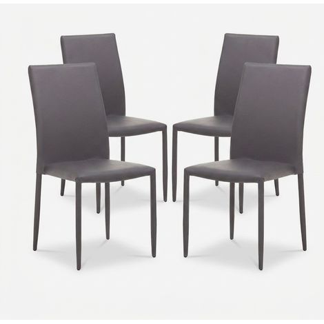 Sedia impilabile in metallo con seduta imbottita similpelle Alice - Grigio (1/4)