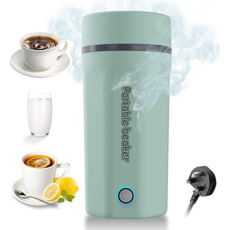 Bouilloire électrique portable - Bouilloire électrique - Bouilloire - Gourde de voyage - 500 ml - Acier inoxydable - Verte (1/5)