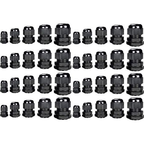 Wasserdichte, verstellbare Kabelverschraubungen aus Kunststoff, 3,5–13 mm, Kabeldichtungen, Kabelschutz, PG7, PG9, PG11, PG13,5, PG16, 40er-Packung (1/5)