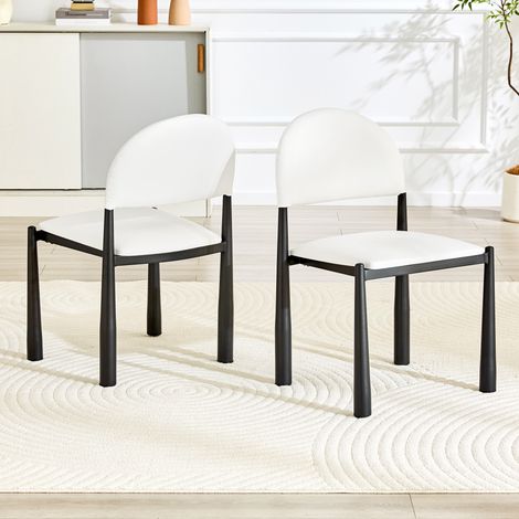 Ensemble de 2 chaises de salle à manger modernes, chaises rembourrées avec dossier semi-circulaire, chaises de cuisine en similicuir et pieds en métal, chaises uniquement (table non incluse), hauteur (1/5)