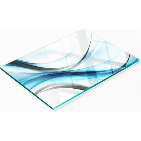Dekoratives Schneide- und Servierbrett aus Glas, abstraktes Wellenmuster, 80 x 52 cm (1/5)
