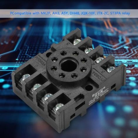 Base De Relais - 8 Broches Rondes - Montage Sur Rail Din - Plastique Ignifuge Noir - PF083A (1/4)