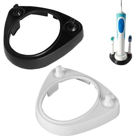 2 Supports De Tête De Brosse À Dents Électrique,Plastique,Noir Et Blanc,Salle De Bain (1/5)