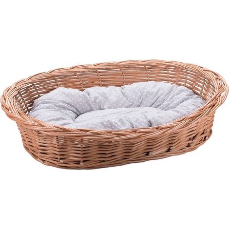 Panier en osier pour chiens, chats et autres animaux, moelleux, transat, panier avec oreiller, 4 pièces, k30 - crème (1/5)