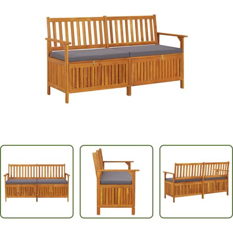 Akazienholz - Truhenbank mit Kissen 148 cm Massivholz Akazie (1/5)