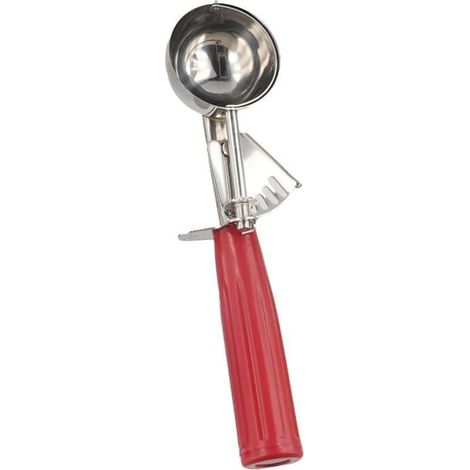 Cuillère en acier inoxydable pour fruits et crème glacée avec gâchette, boulettes de viande, riz, accessoires de cuisine (50 mm, rouge) (1/5)