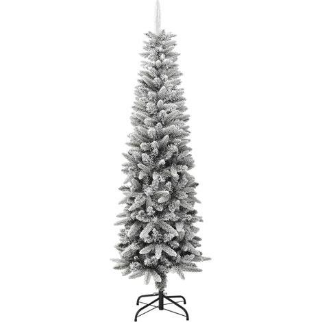 vidaXL Sapin de Noël artificiel mince avec neige floquée 180 cm PVC/PE (1/5)