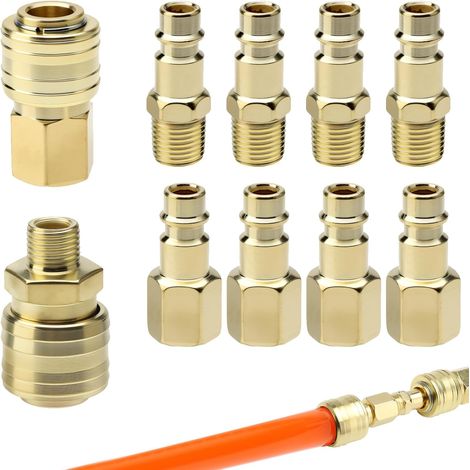 10pcs 1/4 BSP Pneumatic Quick Coupler - Brass Pneumatic Quick Coupler with Pneumatic BSP Quick Coupler Air Hose Adapter Air Compressor Fittings (1/5)