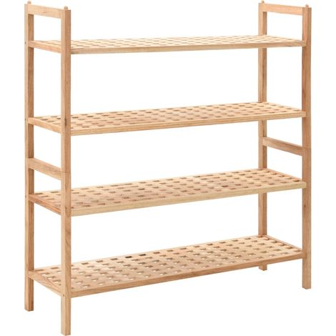 Zapatero de madera maciza de nogal 69x26x81 cm vidaXL (1/2)