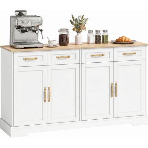 HOMCOM Sideboard with 4 Drawers, 4 Doors and 2 Adjustable Shelves, White (1/5)