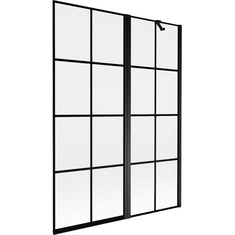 Mexen Mist paroi de douche 2 volets droit 130 x 150 cm, grille noire, noir - 8A9-130-011-70-77-P (1/5)