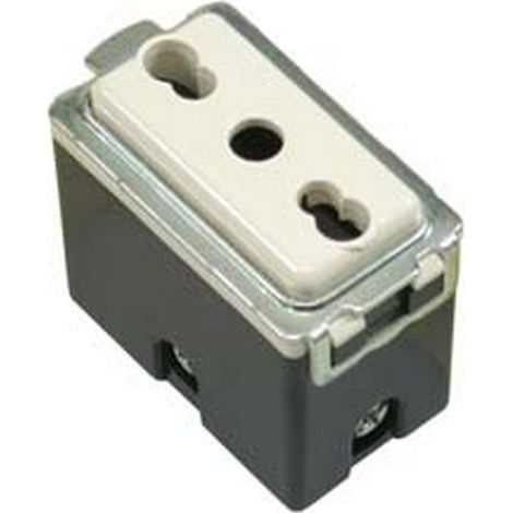 6PZ PRESA SICUREZZA BIVALENTE "VENUS" poli+terra 10/16A alveoli mm4/5 7079.N