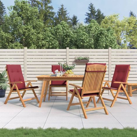 Gartenstühle mit Kissen 4 Stk. Massivholz Teak (1/5)