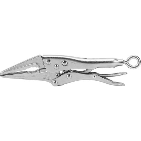 Pince à verrouillage à aiguilles longues, en acier inoxydable galvanisé, mâchoires dentées, 500 N, 37 mm (1/5)