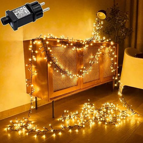 Outdoor String Lights, 8 m 400 LEDs Warm White Cluster String Lights with 8 Modes, Timer, Memory Function, IP44 Outdoor for Party, Garden, Christmas Decoration (1/5)