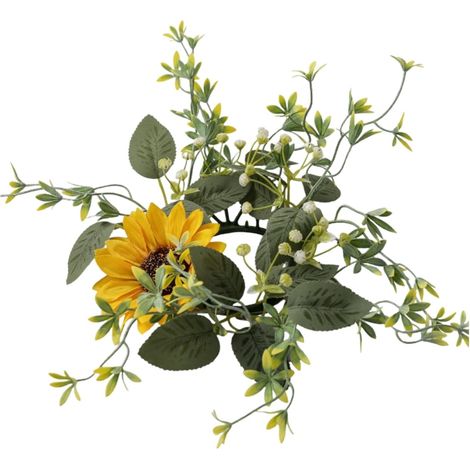 Couronne De Bougies En Forme De Tournesol - 25 Cm - Décor De Table Et De Meuble - Pour Bougies Pilier - Lot De 1 (1/5)