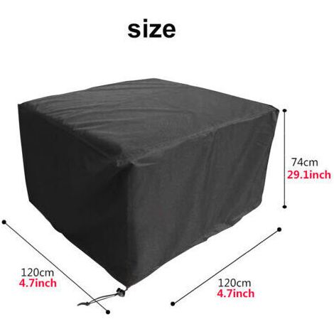 Housse de protection rectangulaire imperméable pour table de jardin carrée, tissu 210D, 120 x 120 x 74 cm