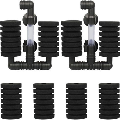 2 PCS Kit Filtre Exhausteur Aquarium Filtre d'aquarium Double avec 4 Éponges de Rechange pour Filtrage Biologique et Mécanique (1/4)