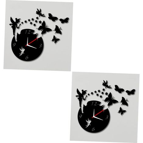 2 Pièces 3D Amovible Miroir Horloge Décor Autocollant Animal Horloge Murale Fée Autocollants 3D Miroir Animaux Autocollants Autocollant Stickers Muraux Pour Salon (1/5)
