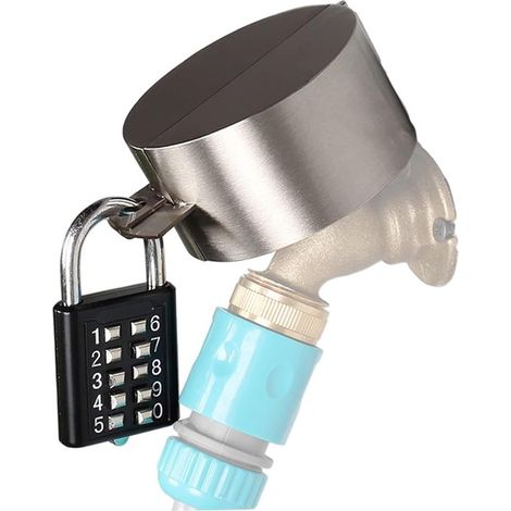 Verrou de robinet extérieur - Protection antivol - Système de verrouillage pour Water Plein air - Antivandalisme - Acier inoxydable - Argent (1/5)