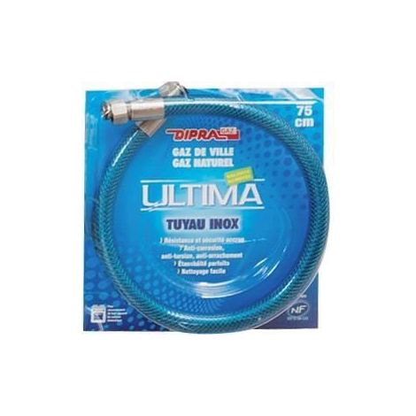 Dipra – Flexible inox pour gaz naturel 200 cm – Résistance à la corrosion – Étanchéité optimale – Certifié NF – Usage domestique