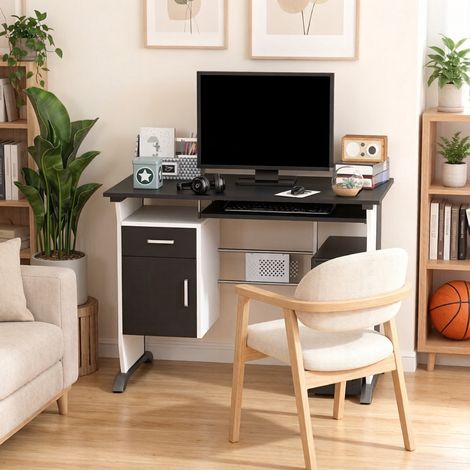 Escritorio gaming contemporáneo con multialmacenamiento, 100 x 52 x 75 cm, MDF y metal OKMYHOME (1/5)