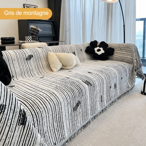 Housse de Canapé en Chenille – Motif Montagne – Gris 90180cm Jeté Plaid Anti-Griffes 30 × 24 × 1,5 cm 585 g – Livraison gratuite