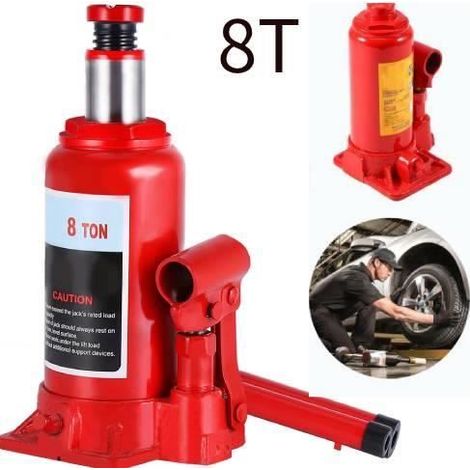 Cric Bouteille hydraulique - Haute qualité - 8 T - Levage 200 à 385 mm - Métal - Universel (1/4)