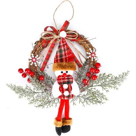 Weihnachtskränze, Weihnachtstürklopfer, 35 cm große Schneemann-Wanddekorationen, geeignet für Türen und Fenster. (1/5)