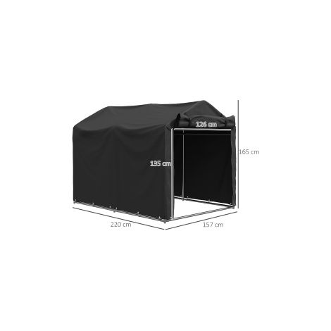 Tente garage, tente garage étanche avec porte, résistant aux UV 220 x 157 x 165 cm, noir (1/5)